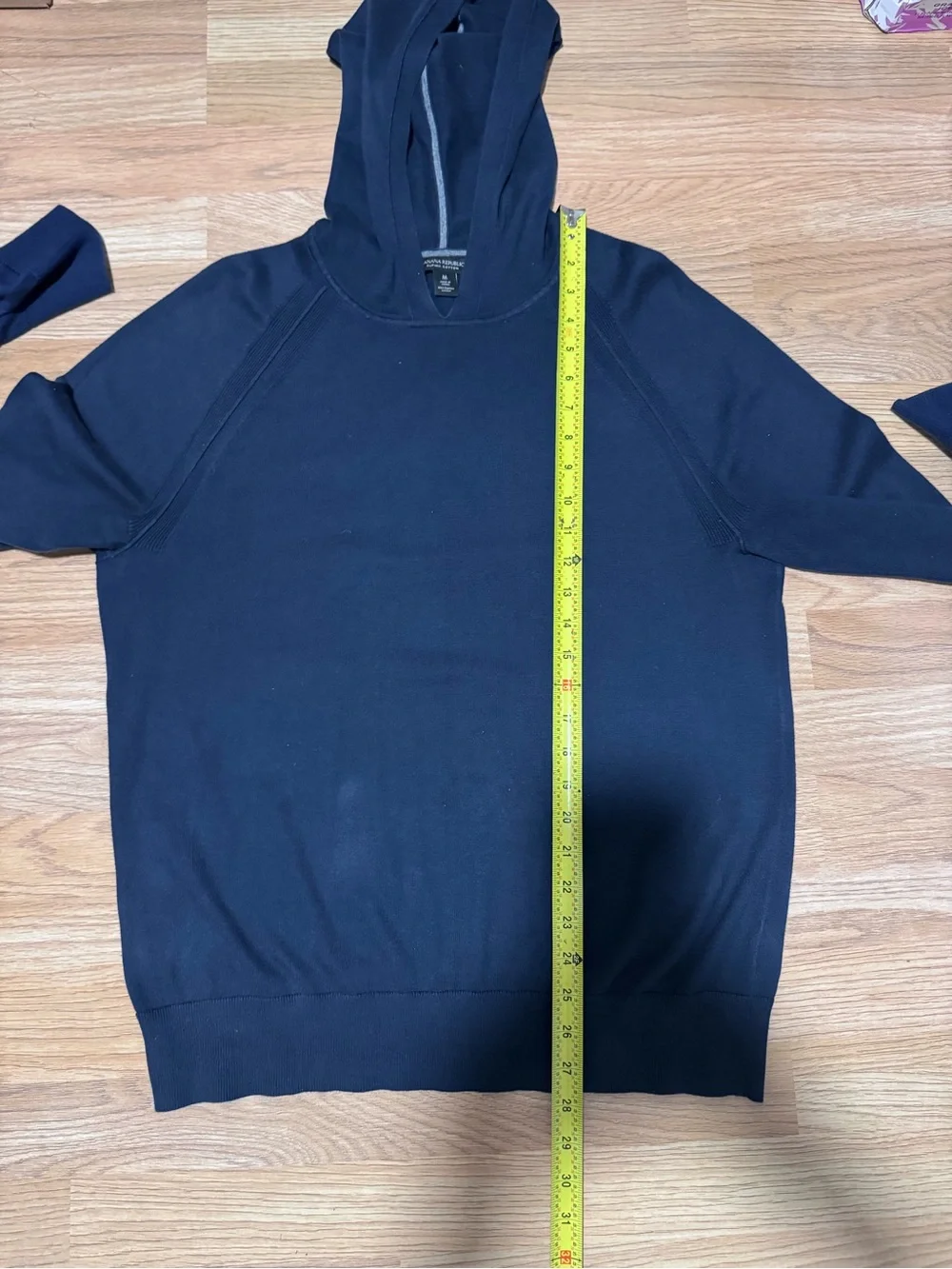 Banana Republic Supima Cotton Men's Navy Hooded Pullover Sweater